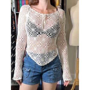 Joe Boxer Crochet Longsleeve Top Fits like Size Medium